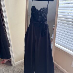 Black Strapless Jumpsuit with Sweetheart Neckline
